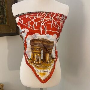Vintage, Italian Acetate Twill “Souvenir de Paris" scarf, square 26”